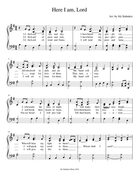 Here I Am Lord W Vocals Sheet Music For Piano Download Free In Pdf