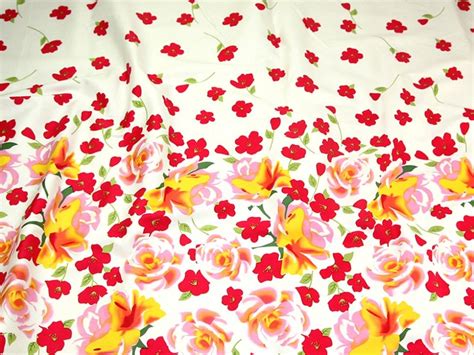 Floral Border Print Jardin Stretch Cotton Sateen Dress Fabric Fabric