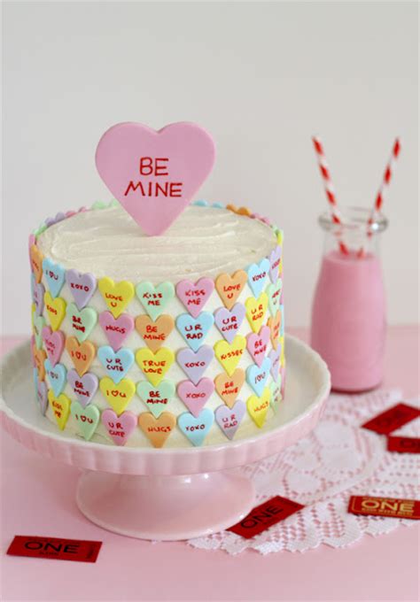 You cannot have a birthday party without a cake, especially if it is a child's birthday. butter hearts sugar: Conversation Heart Valentines Cake
