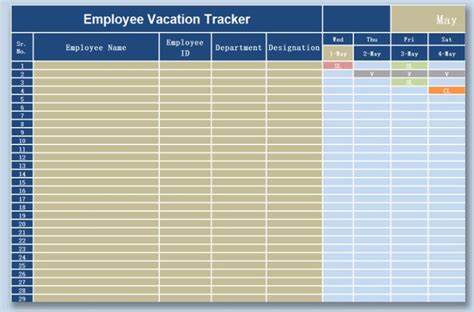 Excel Vacation Calendar Template
