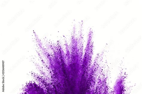 Abstract Violet Powder Explosion On White Background Abstract Colored