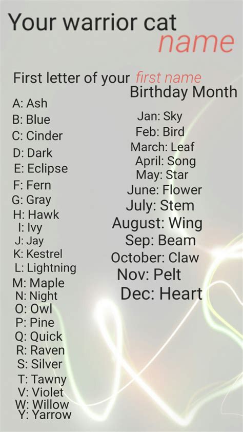 Warrior Cats Name Generator Quiz