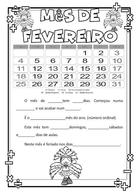 Capa E Calendário De Fevereiro Em Pdf Atividades Pedagogica Suzano