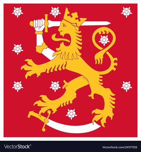 Finland Naval Jack Flag Heraldic Lion With Sword Vector Image