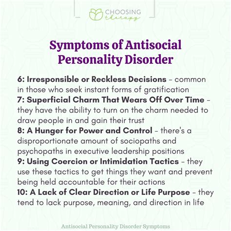 Symptoms Of Antisocial Personality Disorder