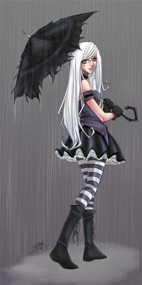 Emo Girl Black Umbrella Emo