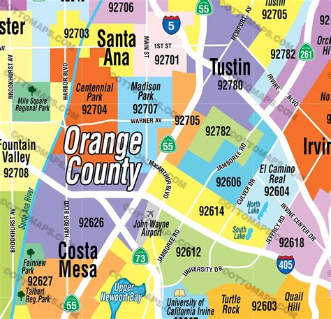 Orange County Zip Code Map Zip Codes Colorized Otto Maps Images And