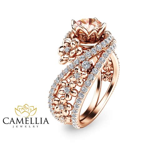 Classic is synonym to evergreen. 14K Rose Gold Morganite Engagement Ring Unique Morganite