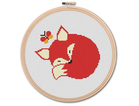 Fox With Butterfly Counted Cross Stitch Pattern Pdf Cross Stitch