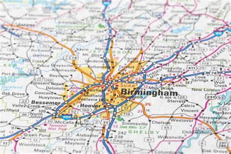 Mapa De Birmingham City En El Mapa Alabama Imagen De Archivo Imagen