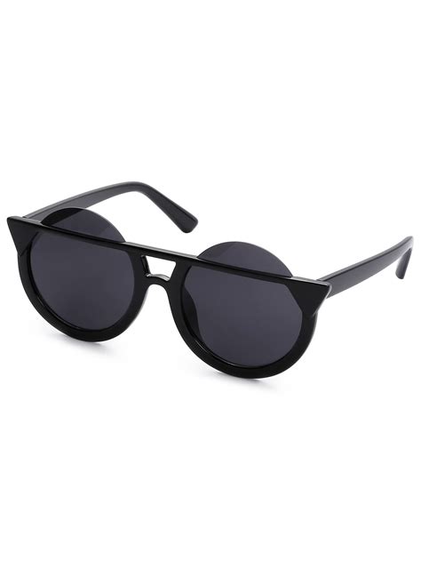 Super Dark Black Round Lens Sunglasses Sheinsheinside