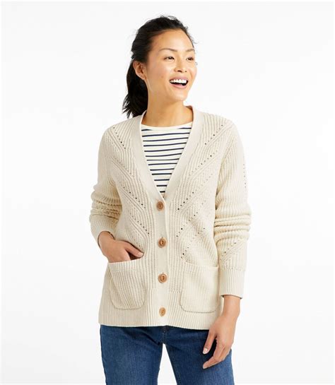 Womens Linen Blend Sweater Button Front Cardigan At Ll Bean