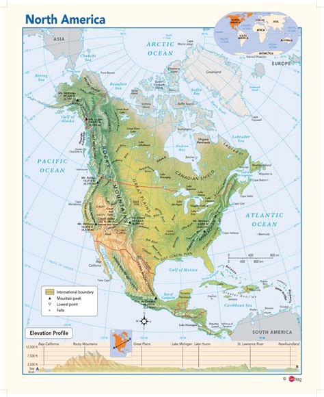 North America Physical Wall Map By Geonova Mapsales