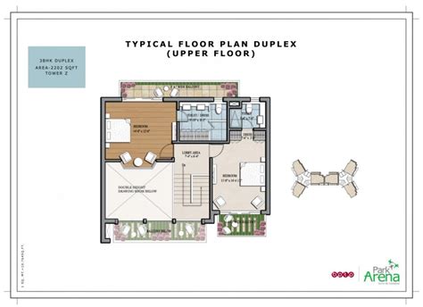 Bptp Park Arena 3 Br Upper Penthouse 2202 Sqft Floor Plan Prithvi