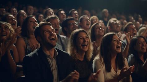Premium Ai Image A Photo Of A Standup Comedy Audience In Laughter