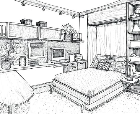 Drawn Bedroom 2point Perspective 6 970 X 792