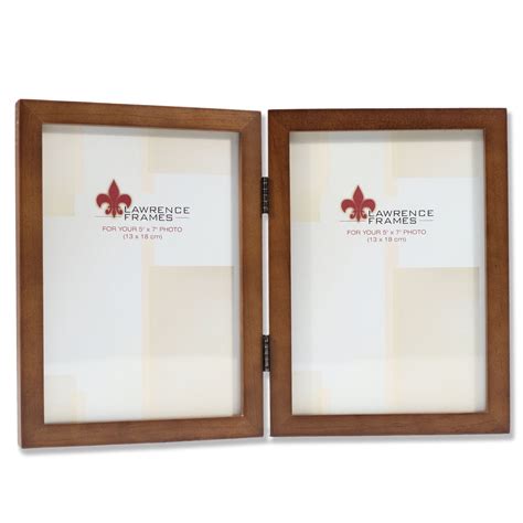 766057d Nutmeg Wood 5x7 Hinged Double Picture Frame