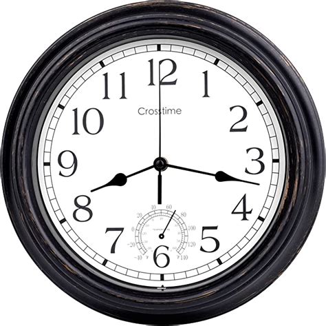 16 Inch40 Cm Large Outdoor Clock Waterproof With Thermometer Retro