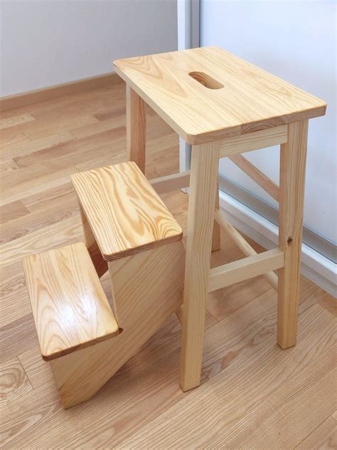 Wooden Step Stool Adult Step Ladder Fold Fold Chair High Etsy