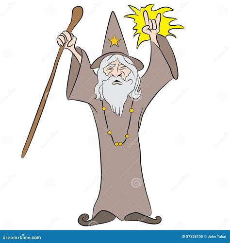 Cartoon Wizard Casting Spell Stock Vector Image 57326100