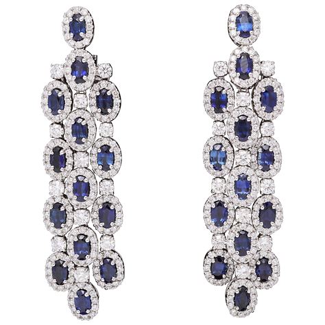 Blue Sapphire And Diamond Chandelier Earrings For Sale At 1stDibs