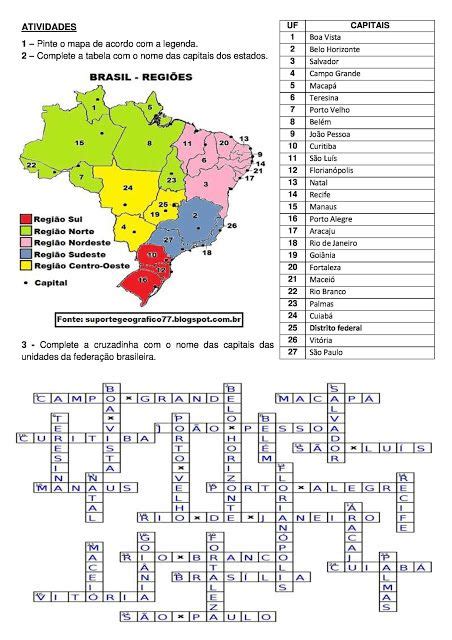 Atividade Mapa E Cruzadinha Brasil Unidades Federativas Ii Hot Sex