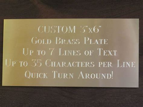 3x6 Custom Engraved Brass Name Plateplaque Award Etsy