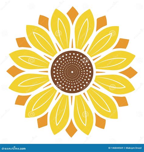 Logo And Symbol Of Sunflower Vector Illustration In Flat Style Stock