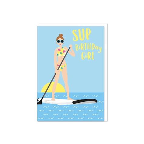 Birthday Cards Paddle Board Sunset Birthday Card Greetings Card Ideal
