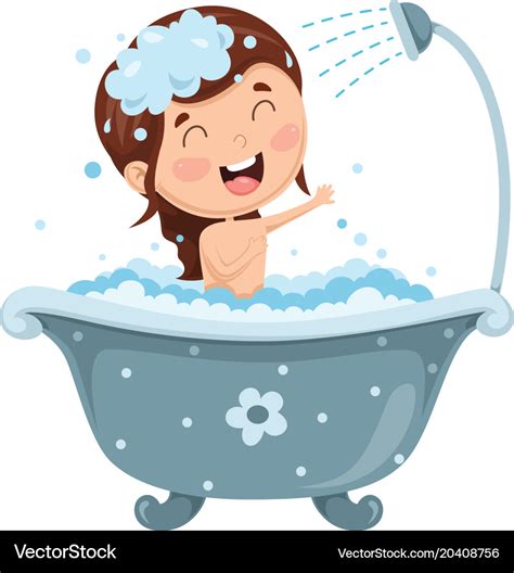 Baby Bath Clipart Vector Illustration Of Cute Baby Boy Taking A Bath Hot Sex Picture