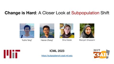 Icml 2023 Change Is Hard A Closer Look At Subpopulation Shift Youtube