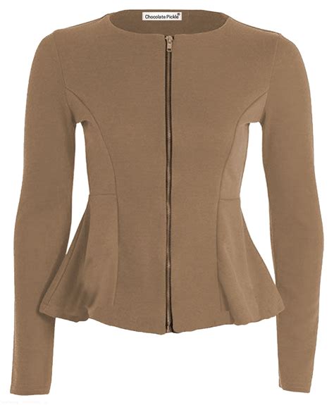 New Ladies Plus Size Peplum Blazer Scuba Long Sleeve Skater Jackets Tops 6 20 Ebay