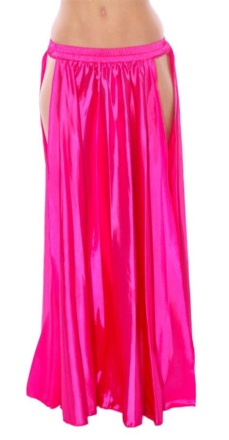 5788 Satin Panel Circle Skirt For Belly Dancing Hot Pink Tone Belly