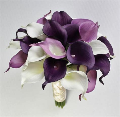 Wedding Bouquet Purple Calla Lily Bouquet Purple Bouquet Real Touch