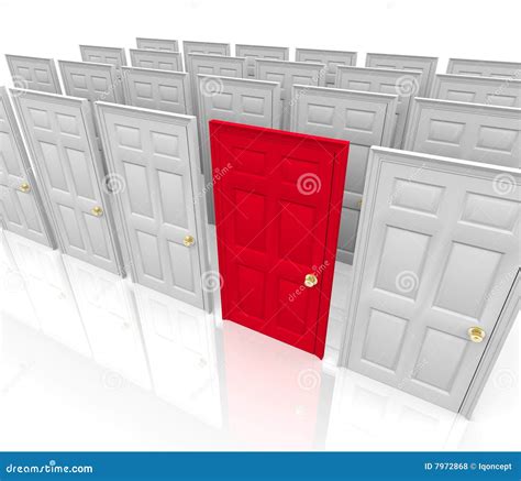 Many Doors Choices Doors Options Different Paths Royalty Free Stock