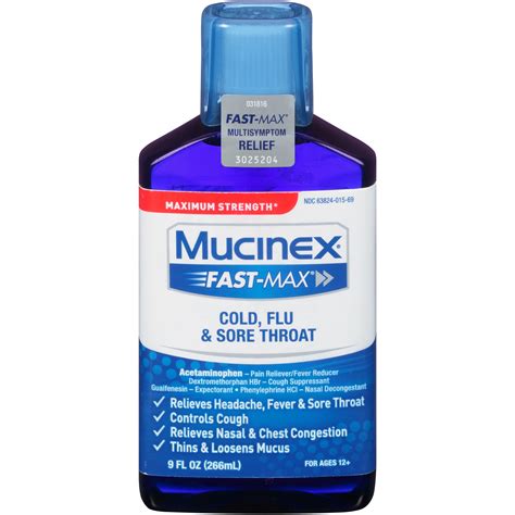 Mucinex Fast Max Adult Liquid For Cold Flu And Sore Throat 9 Oz