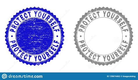 Grunge Protect Yourself Scratched Stamps Stock Vector Illustration Of
