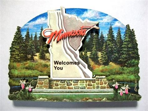 Minnesota State Welcome Sign Artwood Fridge Magnet Welcome Sign