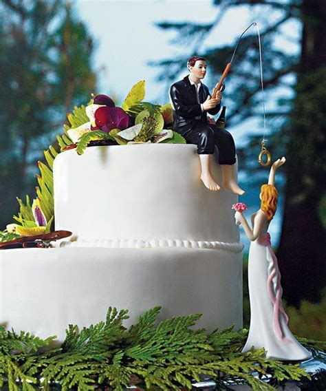 Hooked On Love Fishing Groom Wedding Cake Topper Fishing Wedding