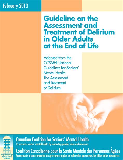 Delirium Clinical Guidelines Canadian Coalition For Seniors Mental