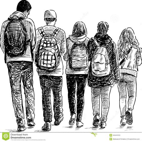 School Students Stock Vector Image 44441612