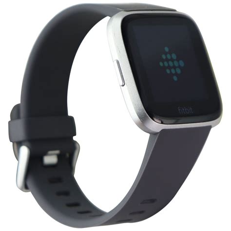 Restored Fitbit Versa 1st Gen Smart Watch Silver Aluminumgray Band