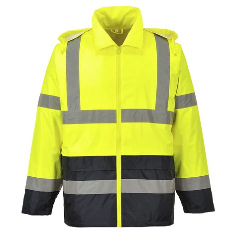 Hi Vis Classic Contrast Rain Jacket Yellow Black Eltham Workwear