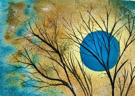 Blue Moon Art T Note Cards Ts Painting Presents Index Cards