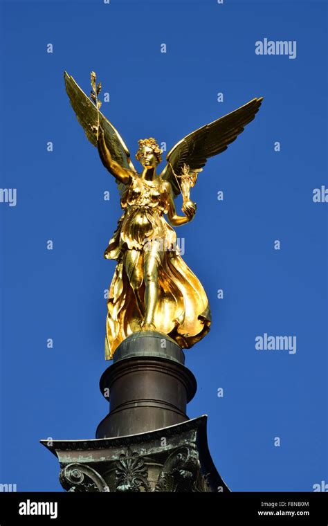 Munich Germany Gilded Statue Called Peace Angel German