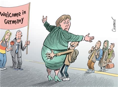 Editorial Cartoon Merkel Opens All Borders To Refugees
