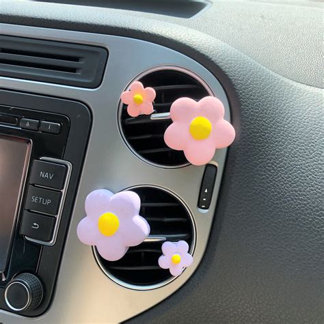 4pcs Car Air Freshener Vent Clips Cute Pastel Flower Car Etsy