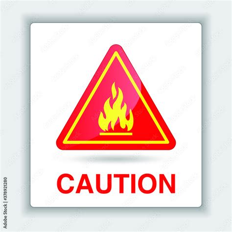 Fire Warning Sign In Red Triangle Flammable Inflammable Substances