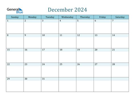 December 2024 Calendar Pdf Word Excel