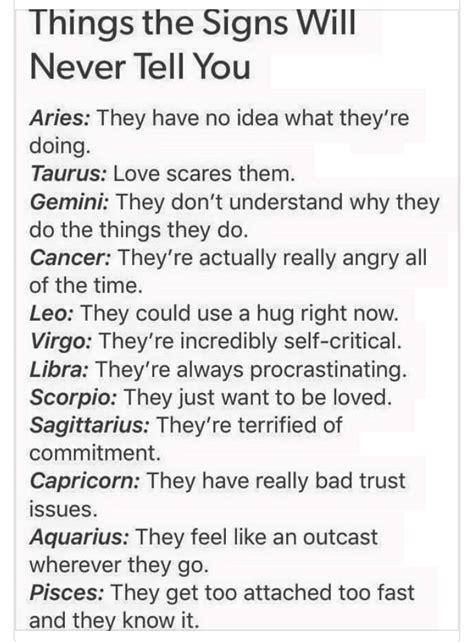 things the signs will never tell you zodiac signs zodiac signs horoscope zodiac signs funny
